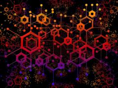 Bild zeigt Sechsecke, die in einem neuronalen Netz verbunden sind