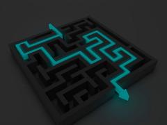 Bild zeigt ein Labyrinth wo der Lösungsweg auch gleich gezeigt wird